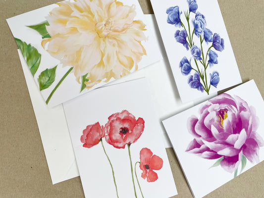 Floral Greeting Cards Set of 8 - Collection 2