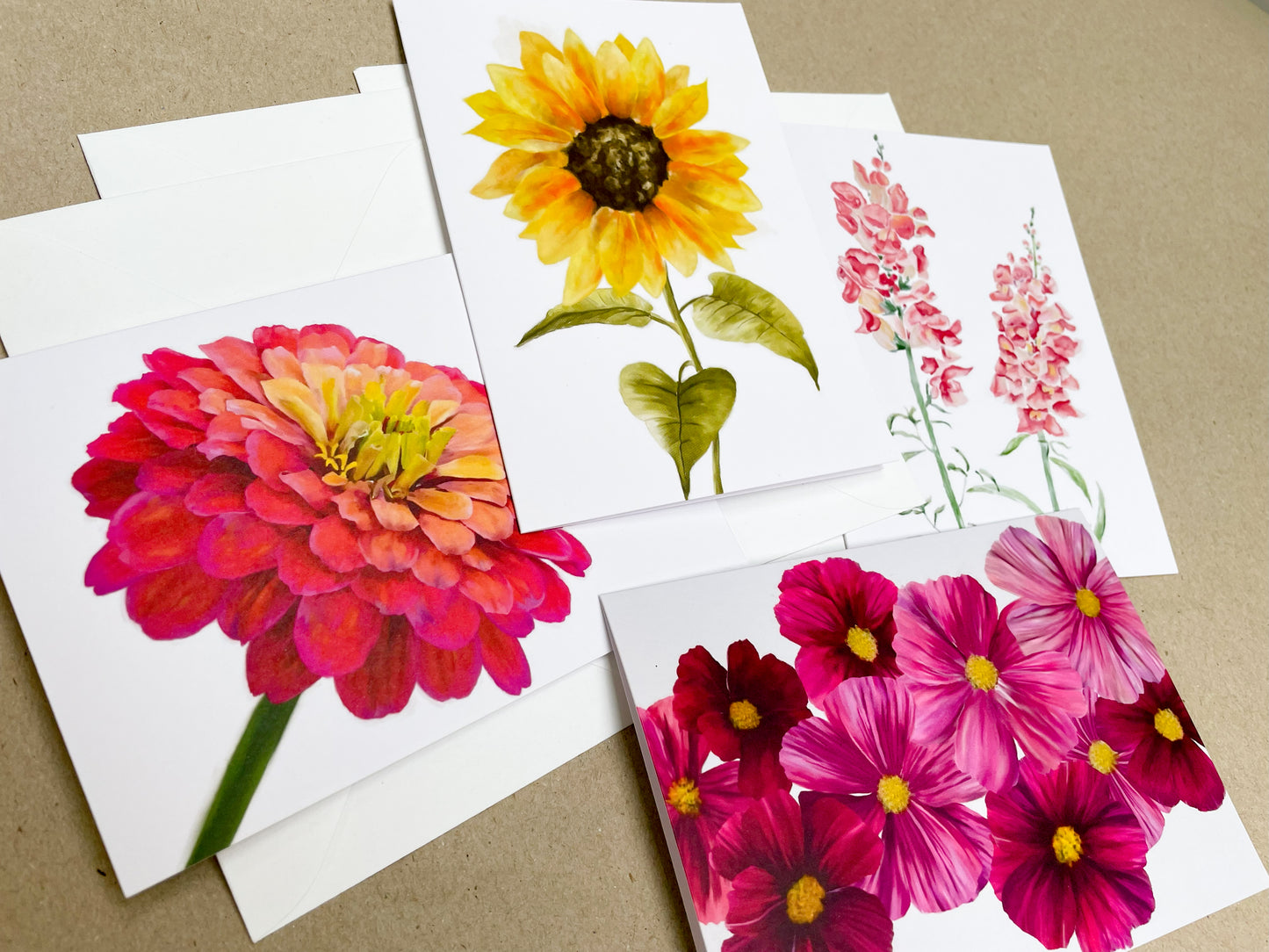 Floral Greeting Cards Set of 8 - Collection 1